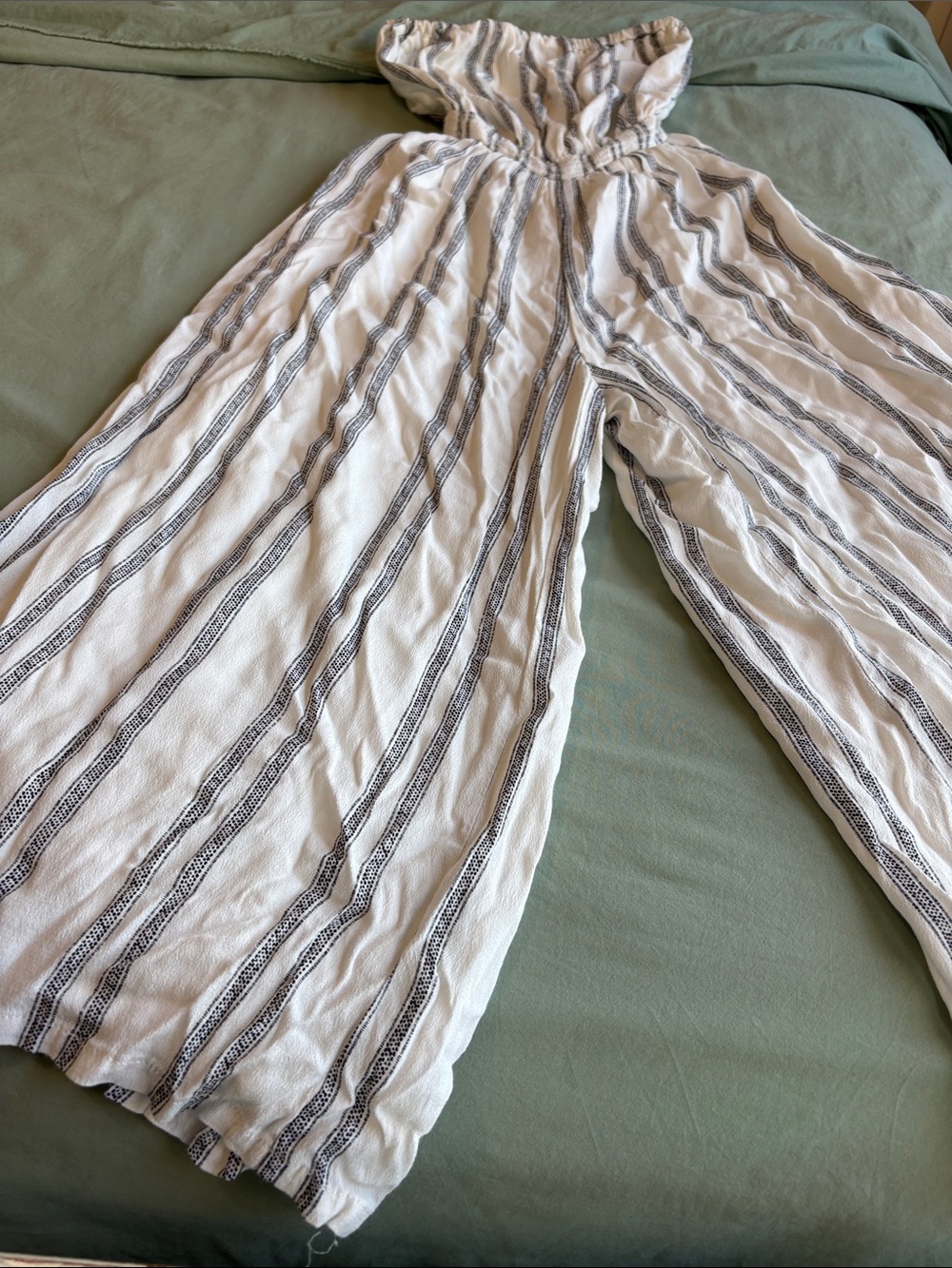 silence + noise White Jumpsuit with Black Vertical Stripes